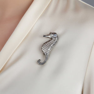 Vintage Sterling Silver Garnet Seahorse Brooch - Boylerpf