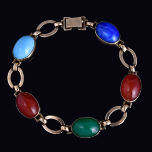 Vintage Egyptian Beetle Bug Gemstone Bracelet - Boylerpf