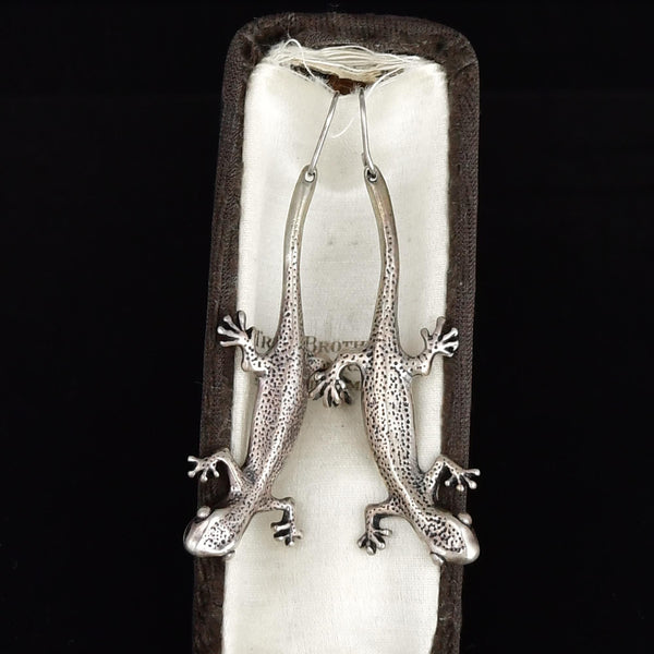 Vintage Sterling Silver Lizard Earrings