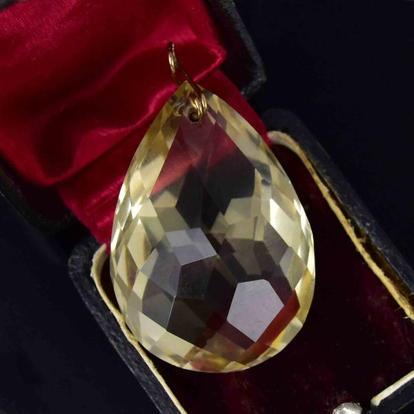 Vintage Art Deco Style 40 CTW Teardrop Citrine Pendant Necklace - Boylerpf
