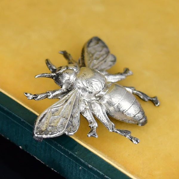 Vintage Flying Bee Sterling Silver Brooch