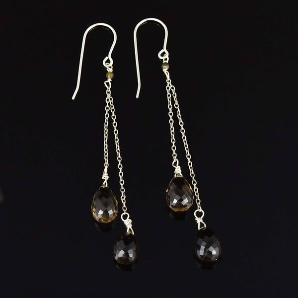 Vintage Sterling Silver Smoky Quartz Dangle Earrings - Boylerpf