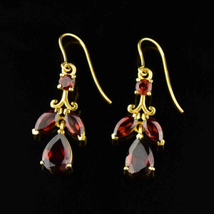 Vintage Gold Garnet Leaf Drop Earrings - Boylerpf