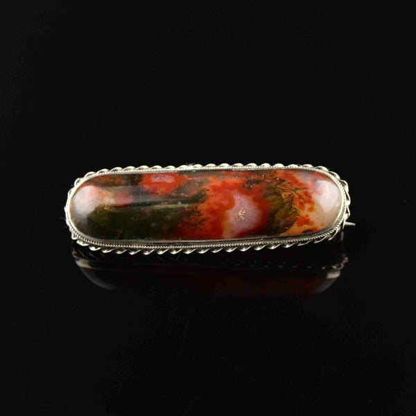 Silver Rope Scottish Moss Agate Brooch - Boylerpf