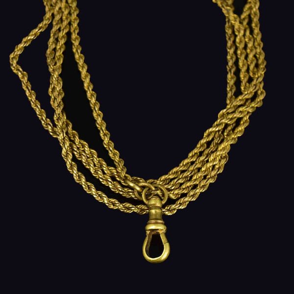 Antique 50 inch Gold Muff Guard Chain Necklace - Boylerpf