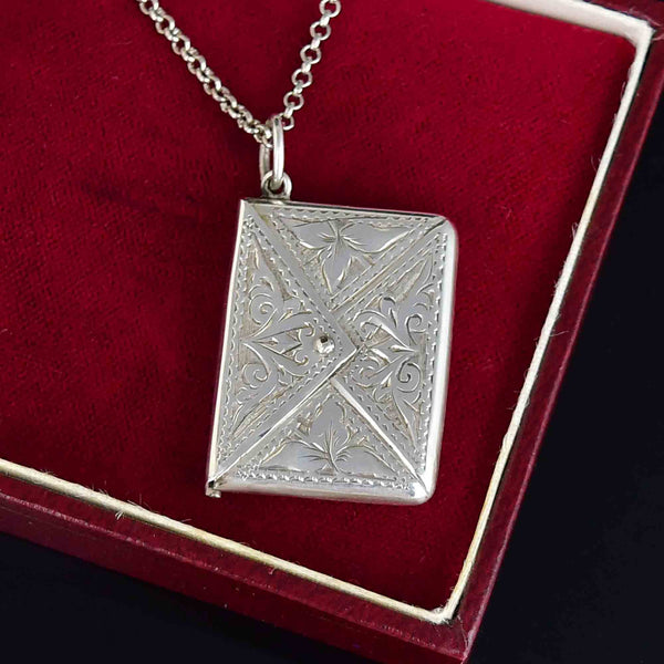 Edwardian Sterling Silver Adie & Lovekin Stamp Holder Necklace - Boylerpf