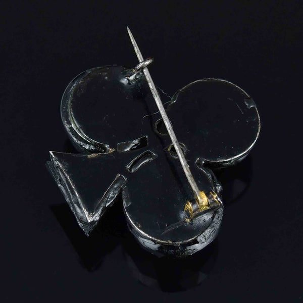Antique Victorian French Jet Shamrock Brooch - Boylerpf
