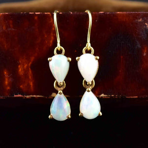 Vintage Gold Pear Cut Opal Earrings - Boylerpf