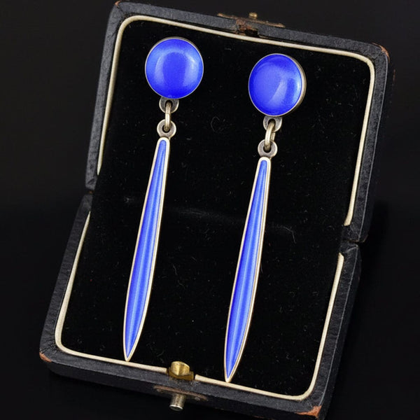 Vintage Enamel Silver David Andersen Norway Earrings - Boylerpf