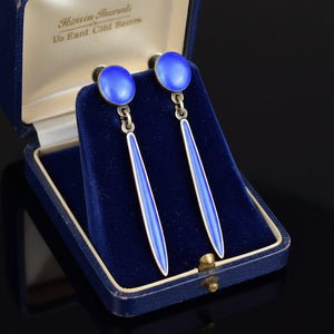 Vintage Enamel Silver David Andersen Norway Earrings - Boylerpf