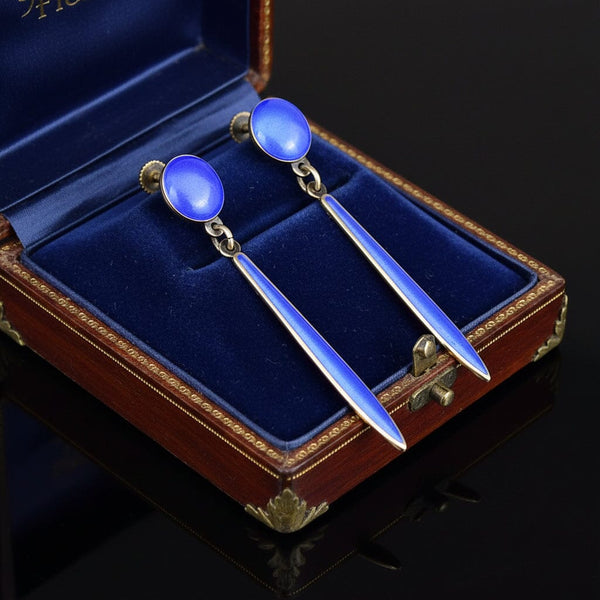 Vintage Enamel Silver David Andersen Norway Earrings - Boylerpf