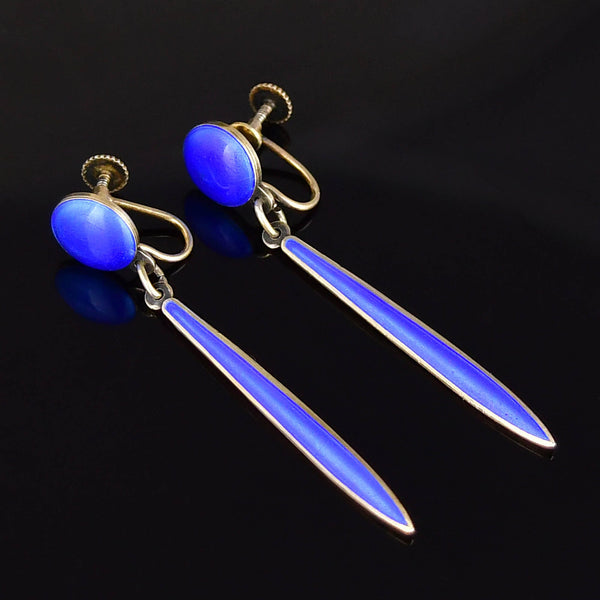 Vintage Enamel Silver David Andersen Norway Earrings - Boylerpf
