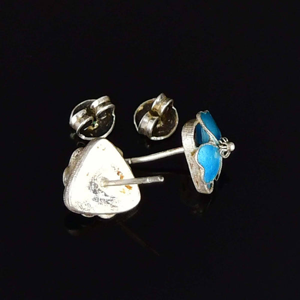 Sterling Silver Blue Forget-Me-Not Flower Stud Earrings