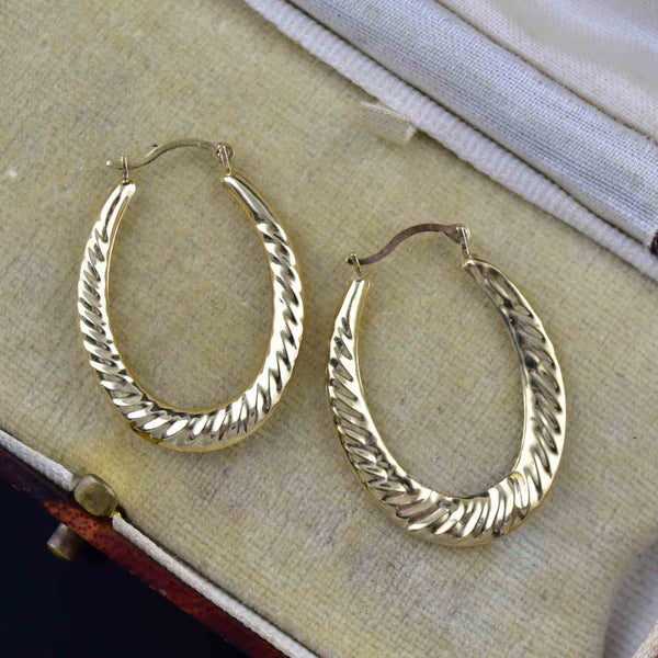 Large Scalloped Braid 10K Gold Hoop Earrings - Boylerpf