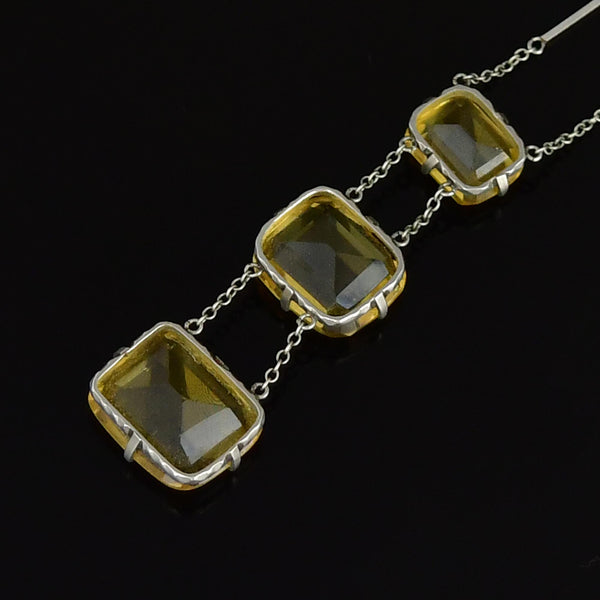 Art Deco Sterling Silver Citrine Necklace