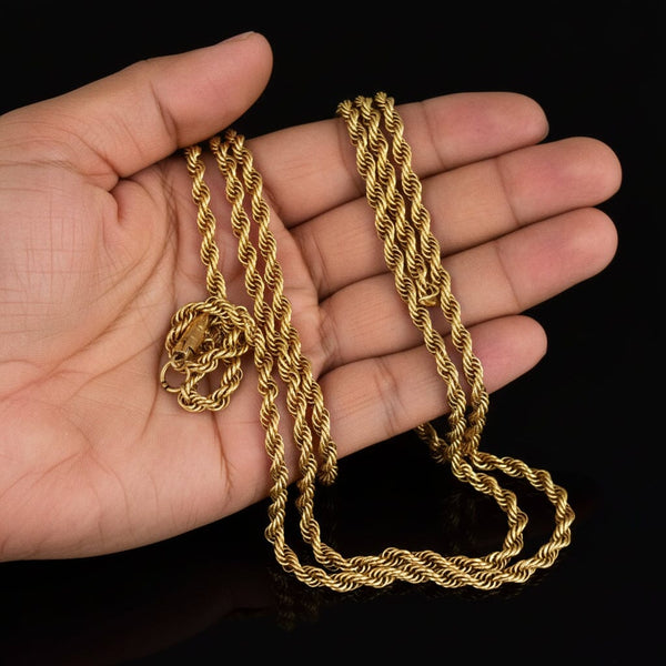 Antique Twisted Rope Krementz Chain Necklace