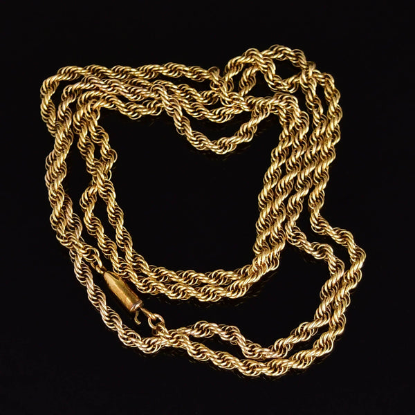 Antique Twisted Rope Krementz Chain Necklace