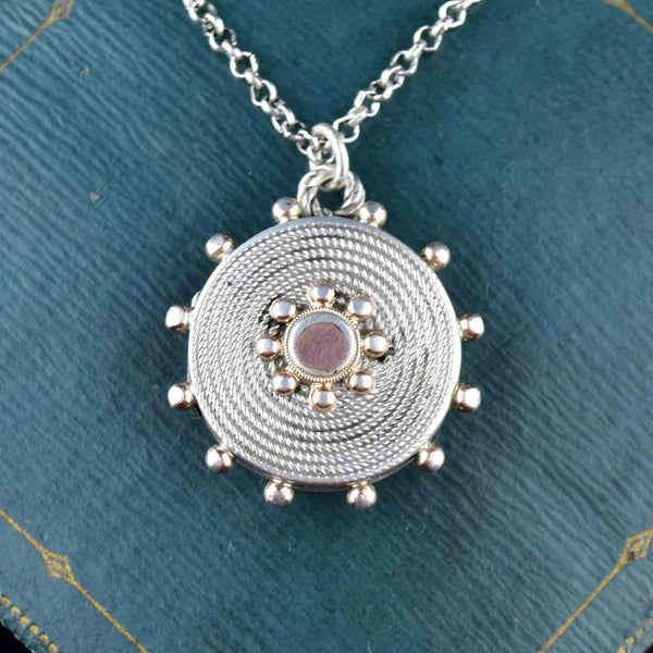 Victorian Engraved Silver Rose Gold Locket Necklace - Boylerpf