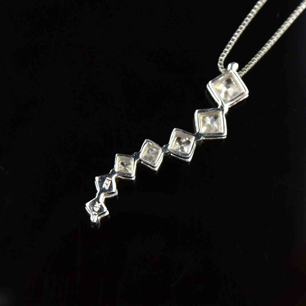 14K White Gold Princess Cut Diamond Journey Pendant Necklace - Boylerpf