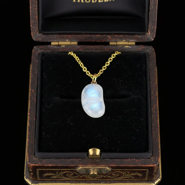 ON HOLD Vintage Gold Moonstone Lucky Bean Charm Necklace