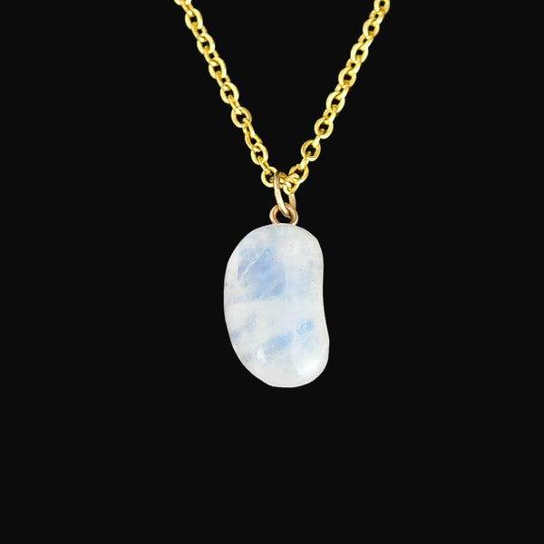 ON HOLD Vintage Gold Moonstone Lucky Bean Charm Necklace