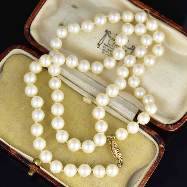 Vintage 14K Gold Cultured Pearl Strand Necklace - Boylerpf