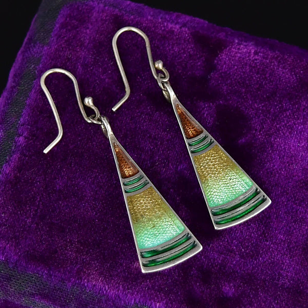Vintage Pat Cheney Sterling Silver Enamel Earrings