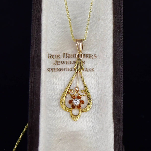 ON HOLD Antique Diamond Buttercup Necklace in 10K Gold - Boylerpf