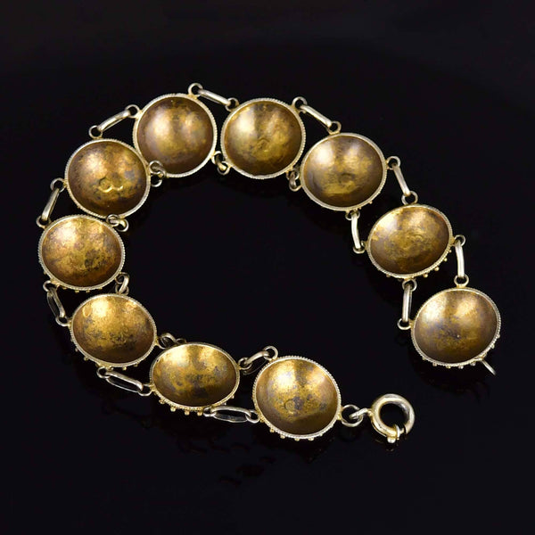 Vintage Red Enamel Sterling Silver Portuguese Link Bracelet