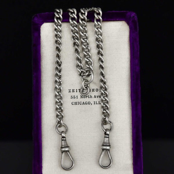 Antique Sterling Silver Edwardian Watch Chain Necklace