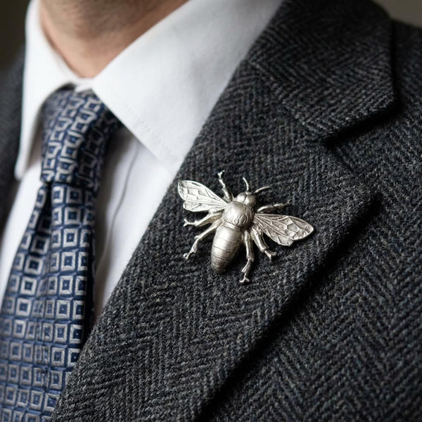 Vintage Flying Bee Sterling Silver Brooch