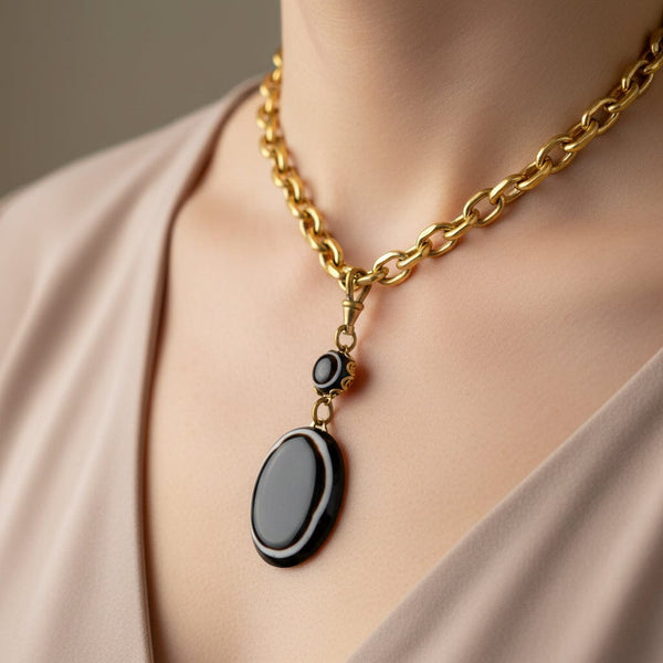 Antique Victorian Banded Bullseye Agate Pendant Fob - Boylerpf