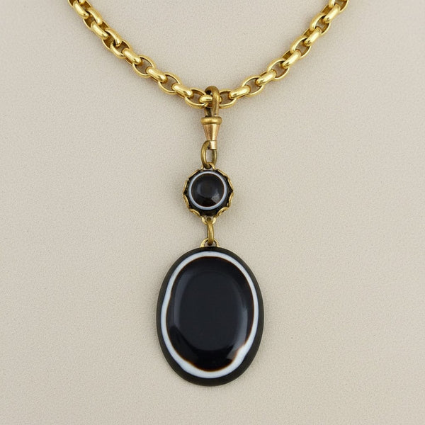 Antique Victorian Banded Bullseye Agate Pendant Fob - Boylerpf