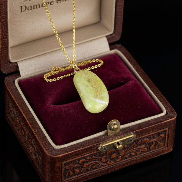 Vintage 9K Gold Iona Marble Bean Charm Necklace - Boylerpf