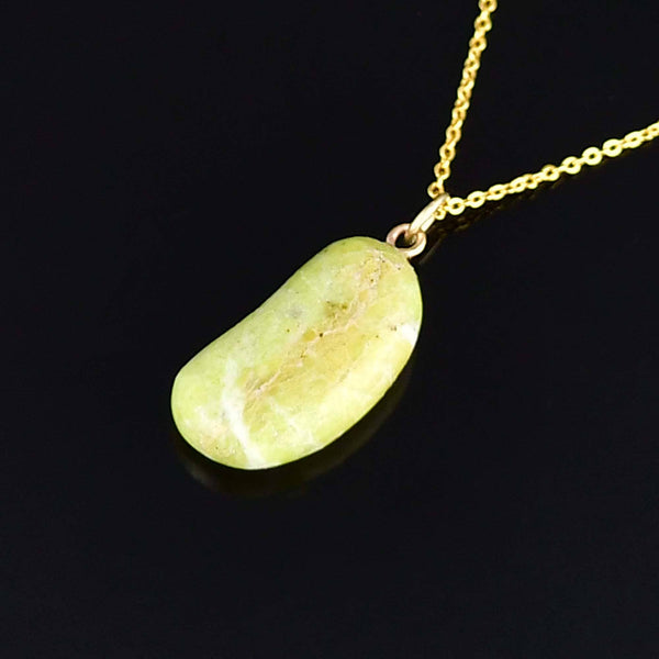 Vintage 9K Gold Iona Marble Bean Charm Necklace - Boylerpf