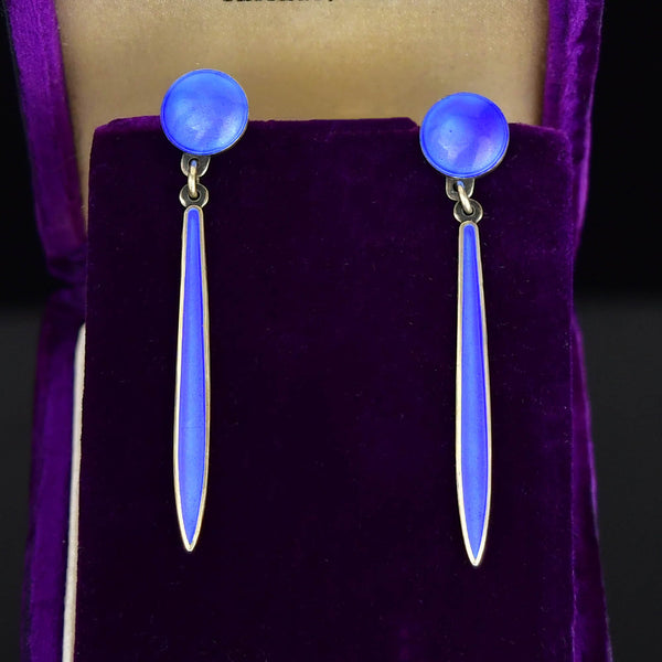 Vintage Enamel Silver David Andersen Norway Earrings - Boylerpf