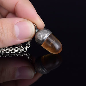 Vintage Arts & Crafts Topaz Sterling Silver Acorn Necklace - Boylerpf