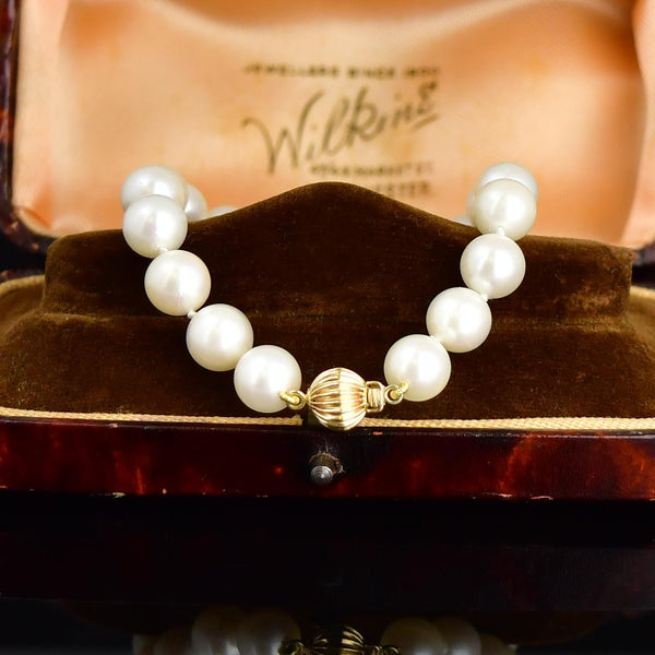 Vintage Classic 14K Gold 8mm Pearl Strand Bracelet - Boylerpf
