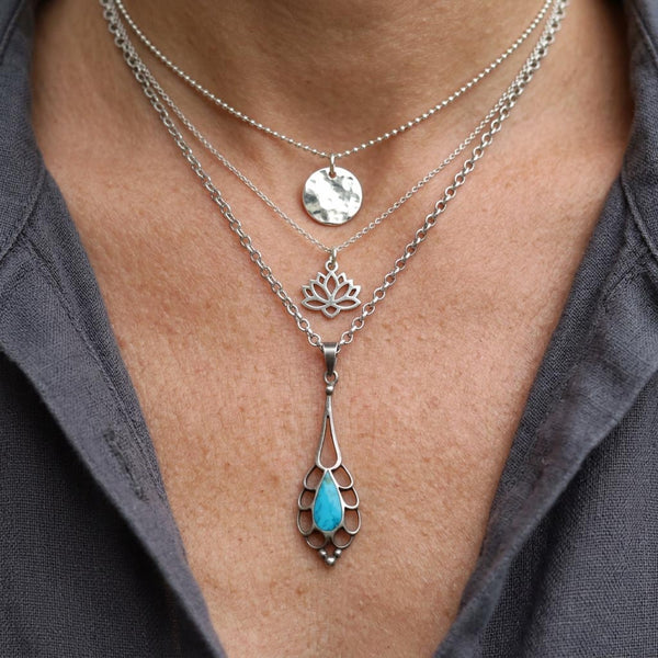 Vintage Sterling Silver Natural Turquoise Necklace
