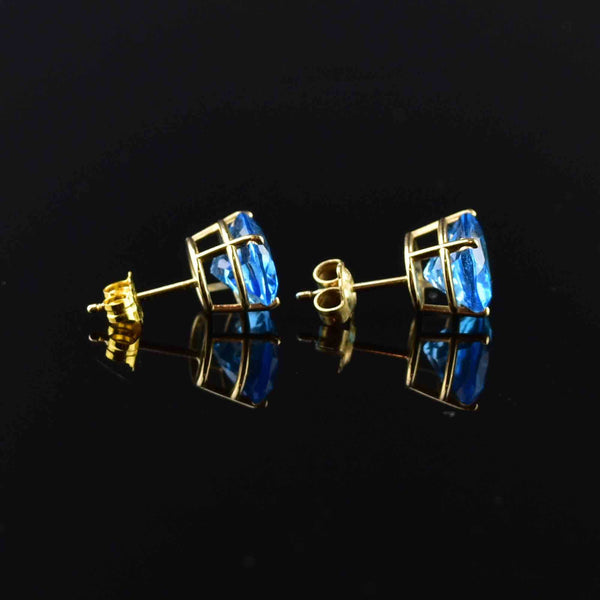 Vintage 14K Gold Blue Topaz Stud Earrings - Boylerpf