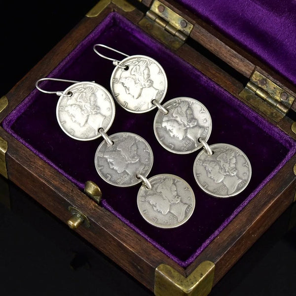 Vintage American Mercury 1944 Dime Earrings