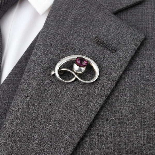 Art Nouveau Charles Horner Silver Amethyst Thistle Brooch - Boylerpf