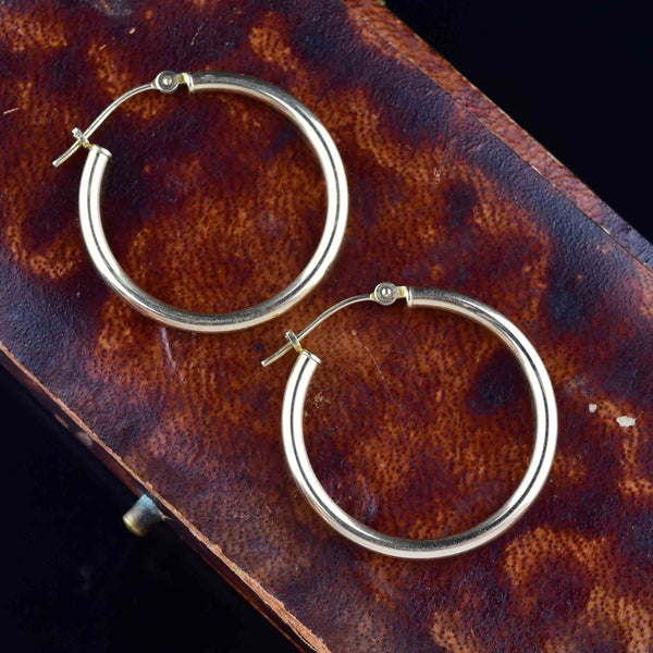 Large Vintage Solid 14K Gold Hoop Earrings - Boylerpf
