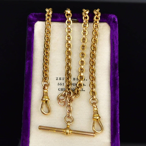 Antique Thomas Hopwood Double Albert Pocket Watch Chain Necklace