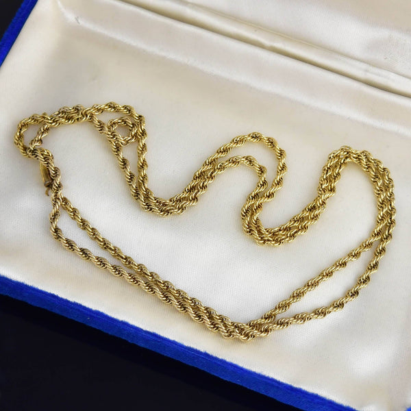 Antique Twisted Rope Krementz Chain Necklace