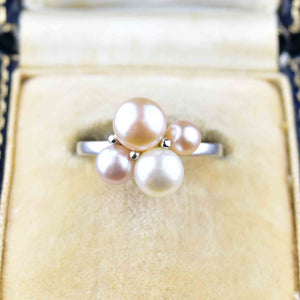 Sterling Silver Natural Pearl Cluster Ring - Boylerpf