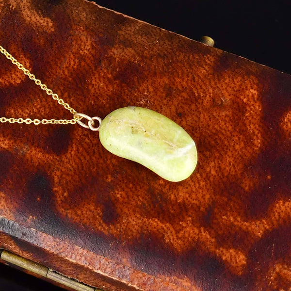 Vintage 9K Gold Iona Marble Bean Charm Necklace - Boylerpf