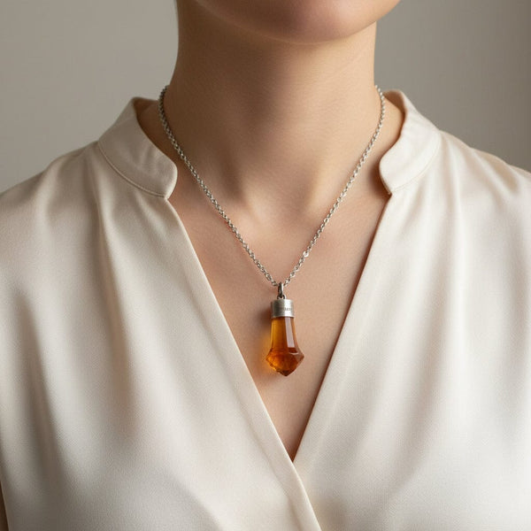 Simulated Citrine Scottish Thistle Pendant in Sterling Silver - Boylerpf