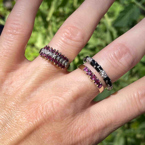 Vintage Sterling Silver Black Enamel Stacking Ring - Boylerpf