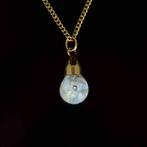 Vintage 12K Gold Filled Floating Opal Orb Pendant Necklace - Boylerpf